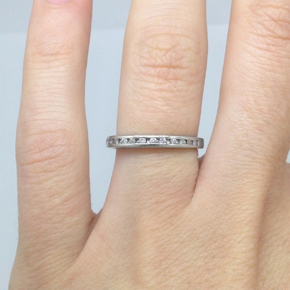 Ring Diamond 14K White Gold Half Eternity - Picture 2 of 8
